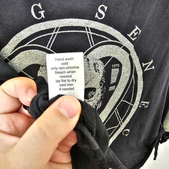 RARE Seneca Rising Black PacSun Sheer-Back Skull Tee size XS - Picture 7 of 9